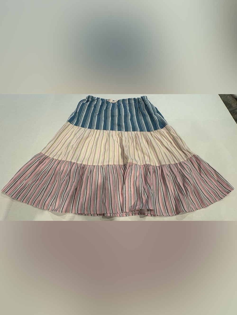 wonder nation Striped Tiered Skirt in Blue, Cream & Pink
